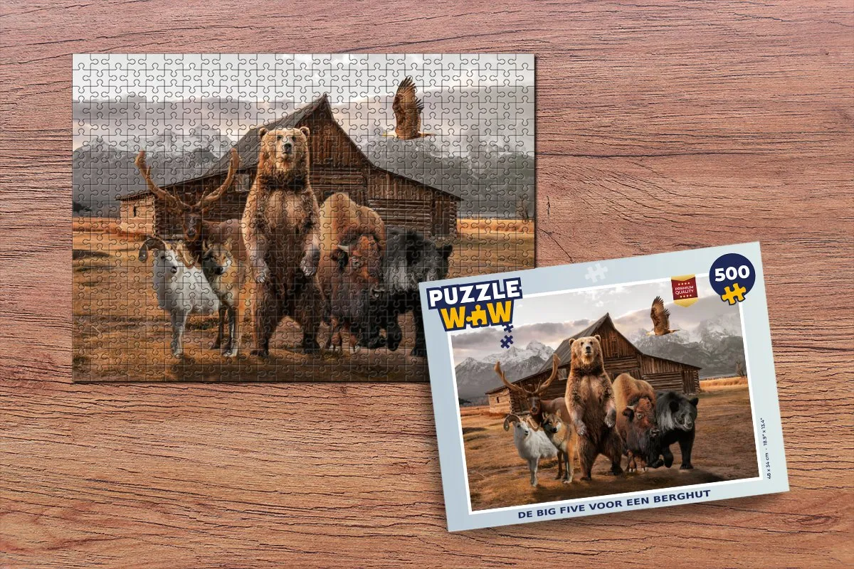 PuzzleWow Beer Big Five Legpuzzel 500 Stuks - Multicolor