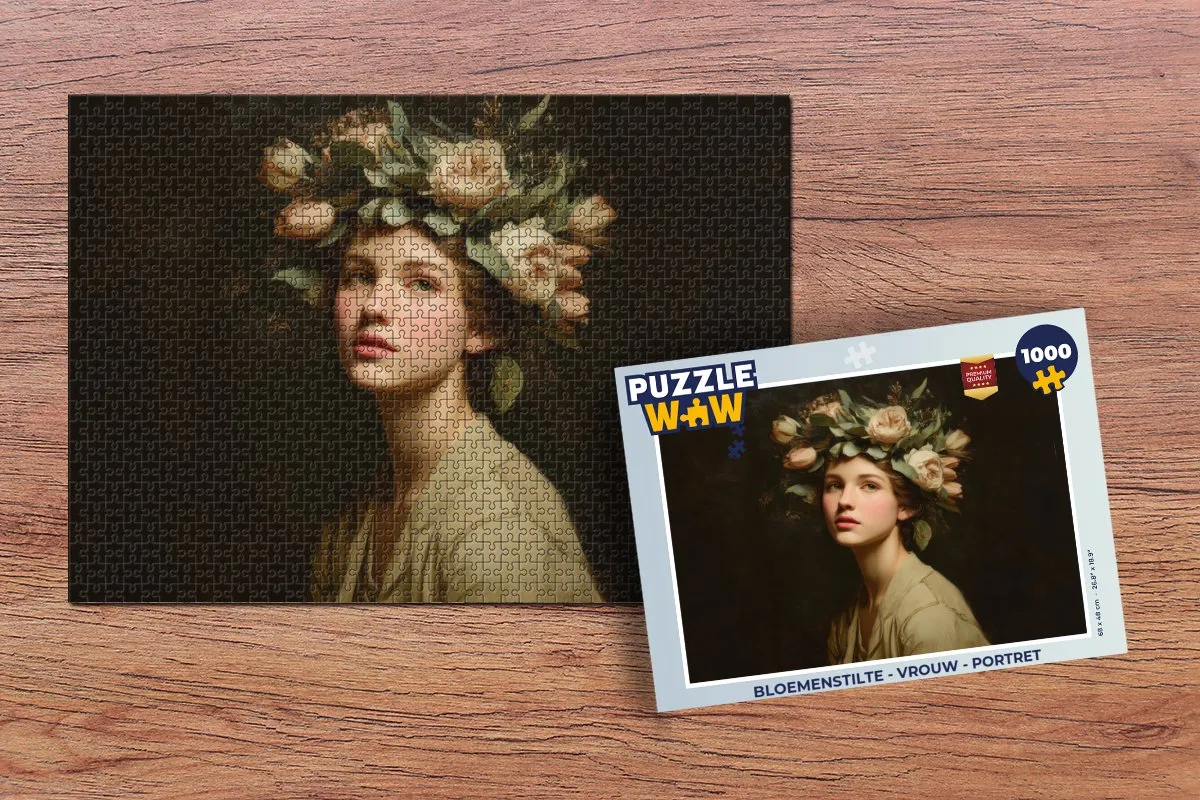 PuzzleWow Bloemenstilte - Vrouw Portret Puzzel - 500 Stukken