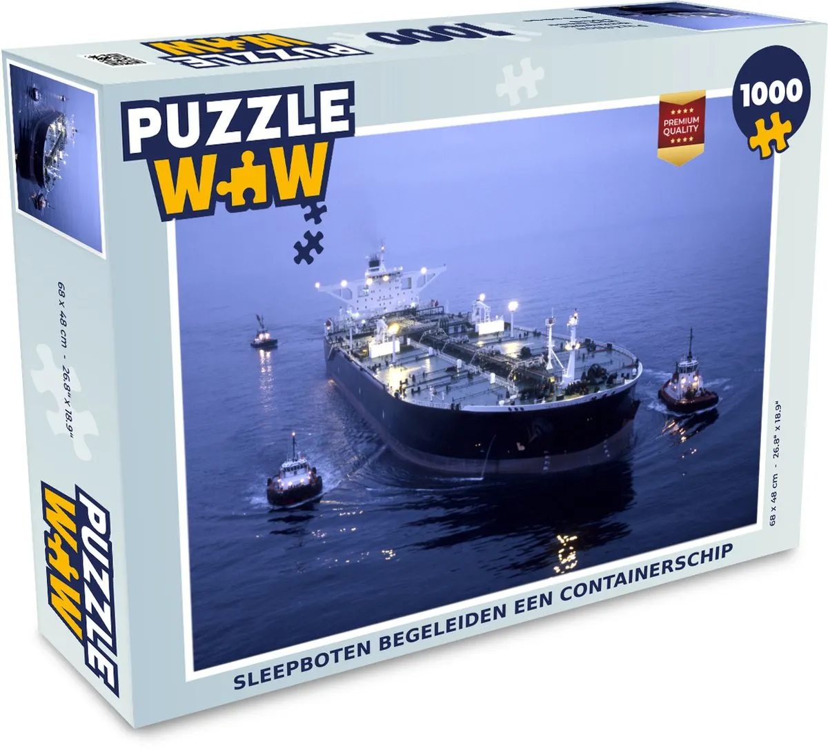 PuzzleWow Sleepboten begeleiden een containerschip Legpuzzel 1000 Stuks - Multicolor