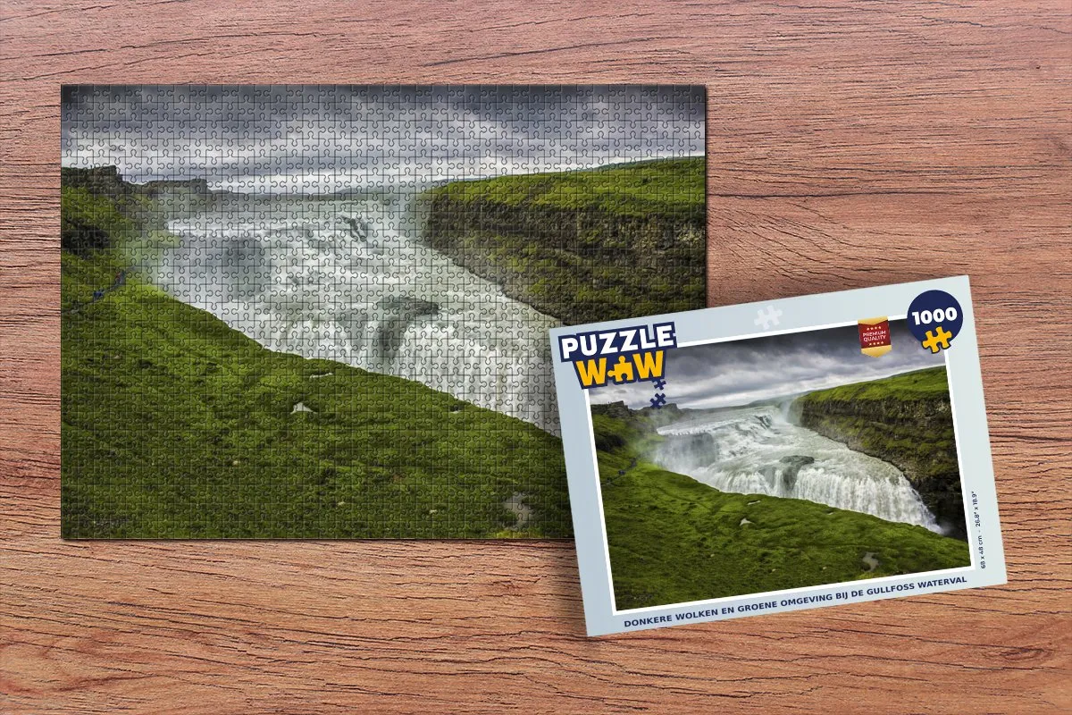 PuzzleWow Legpuzzel Gullfoss 1000 Stuks - Multicolor
