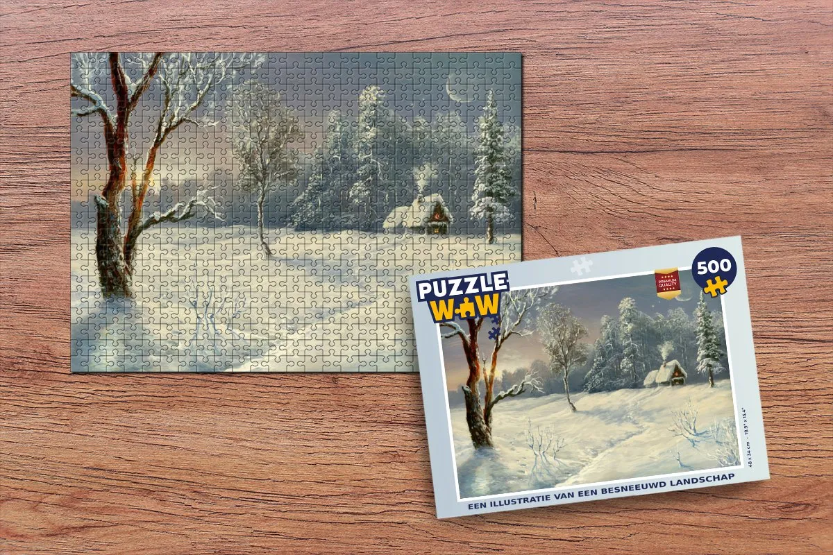PuzzleWow Legpuzzel Besneeuwd Landschap 500 Stuks - Multicolor