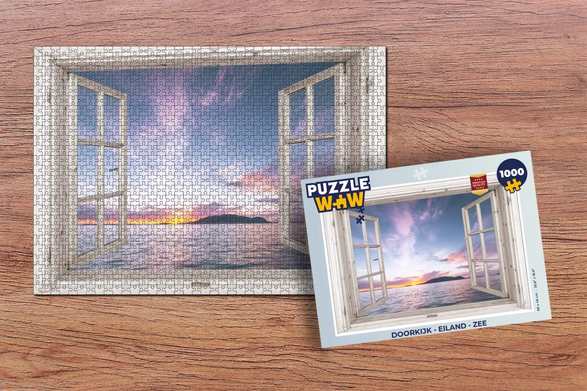 PuzzleWow Doorkijk Eiland Zee Legpuzzel 1000 Stuks - Multicolor