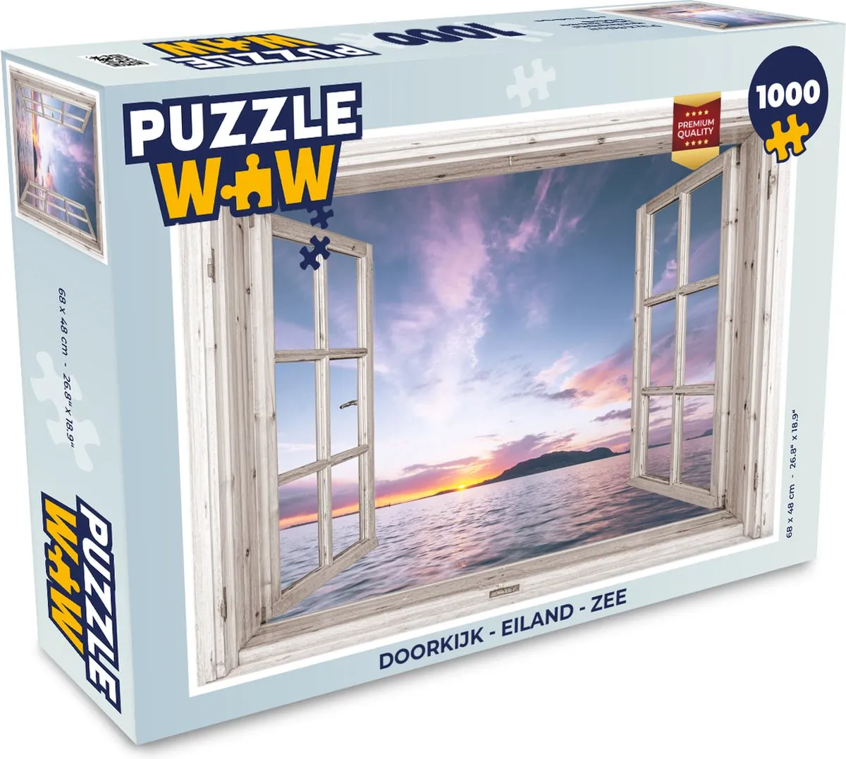 PuzzleWow Doorkijk Eiland Zee Legpuzzel 1000 Stuks - Multicolor