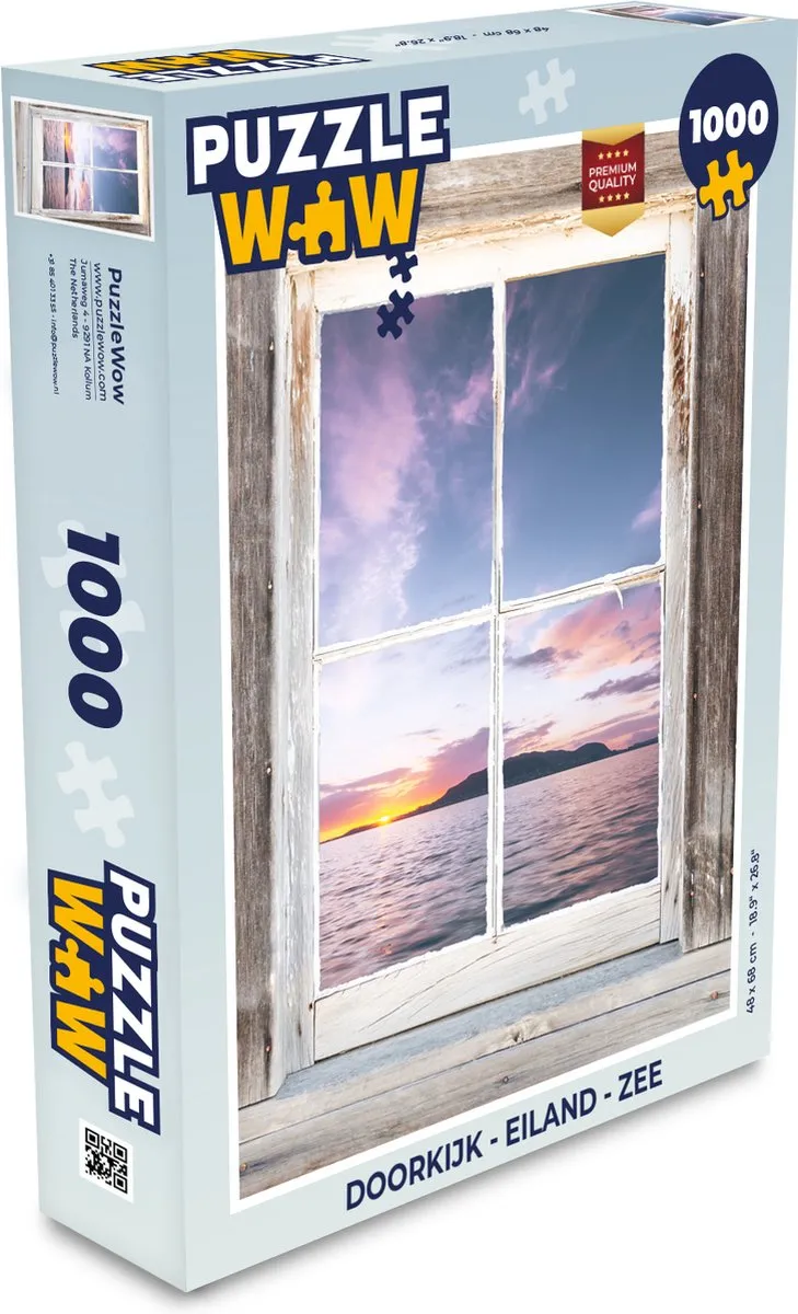 PuzzleWow Doorkijk Eiland Zee Legpuzzel 1000 Stuks - Multicolor