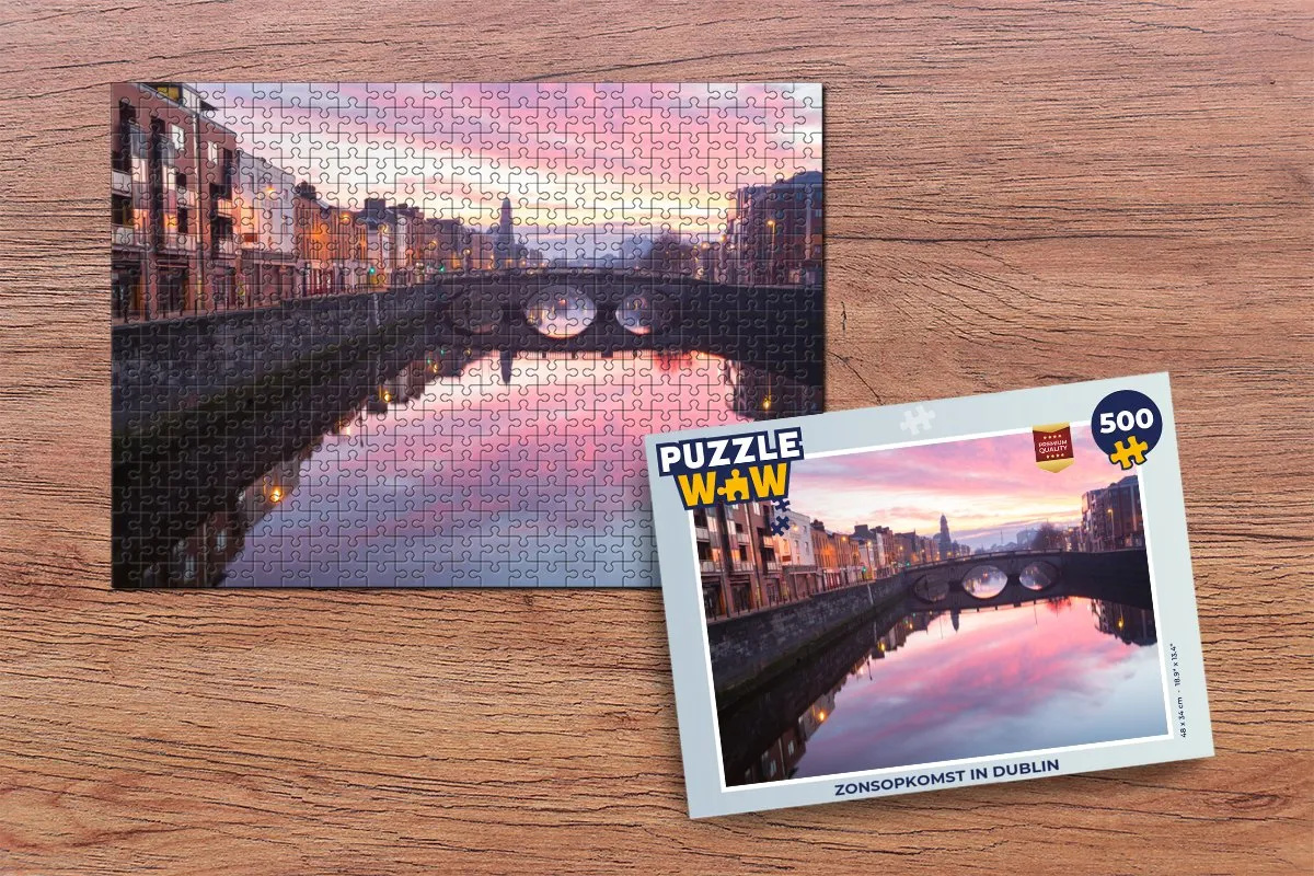 PuzzleWow Legpuzzel Zonsopkomst in Dublin 500 Stuks - Multicolor