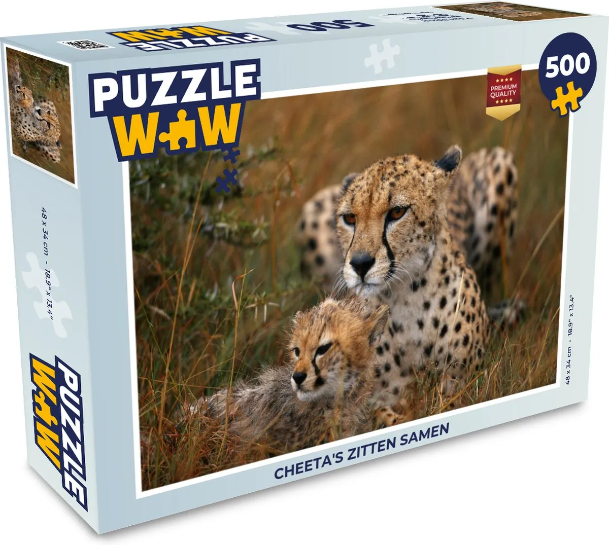 PuzzleWow Cheeta's Zitten Samen Legpuzzel 500 Stuks - Multicolor