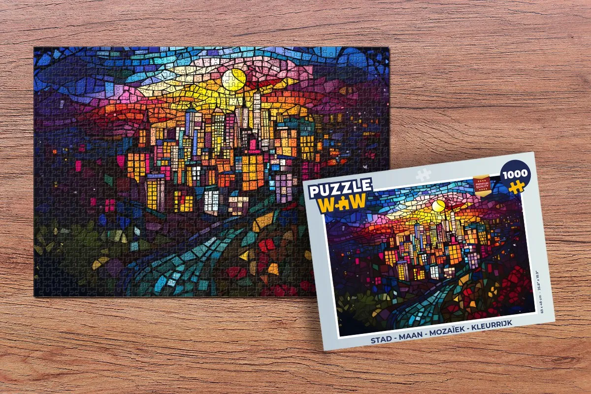 PuzzleWow Maan Mozaïek Legpuzzel 1000 Stuks - Kleurrijk