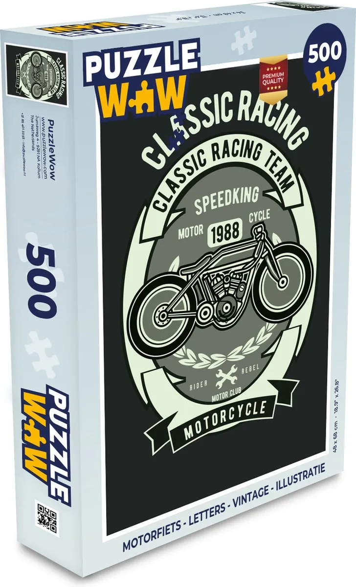 PuzzleWow Motorfiets Legpuzzel 500 Stuks - Multicolor