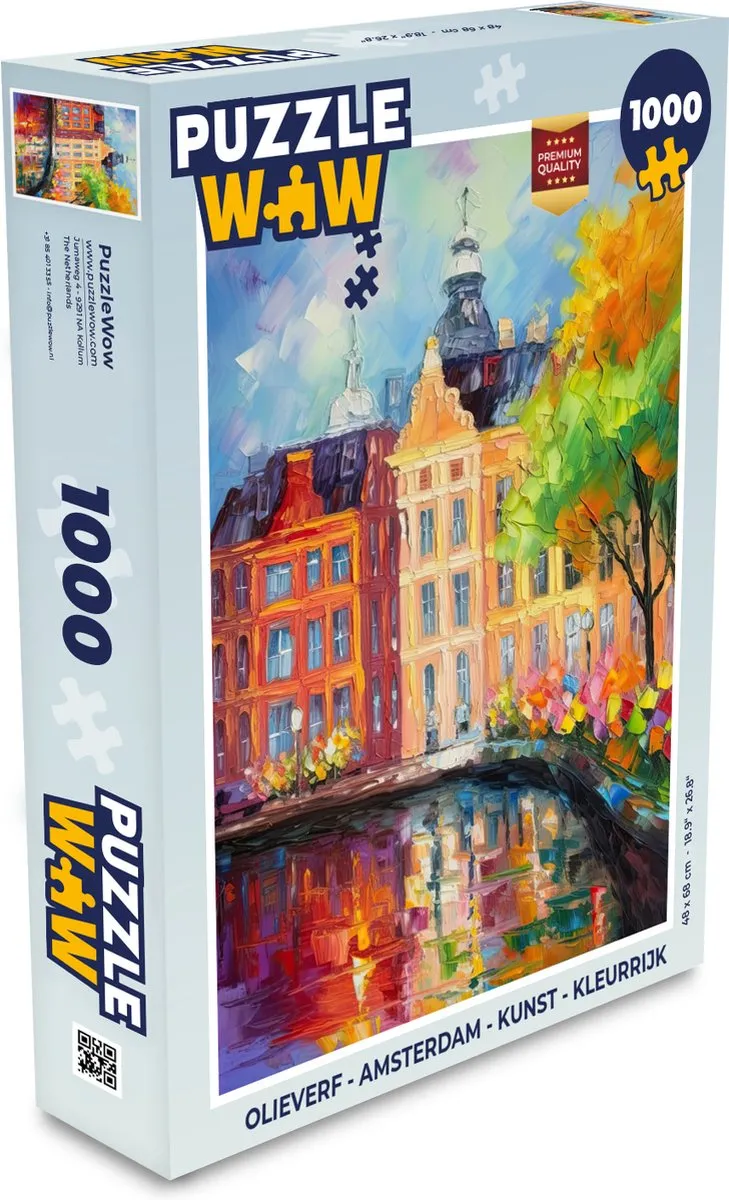 PuzzleWow Amsterdam Kunst Puzzel 1000 Stuks - Multicolor