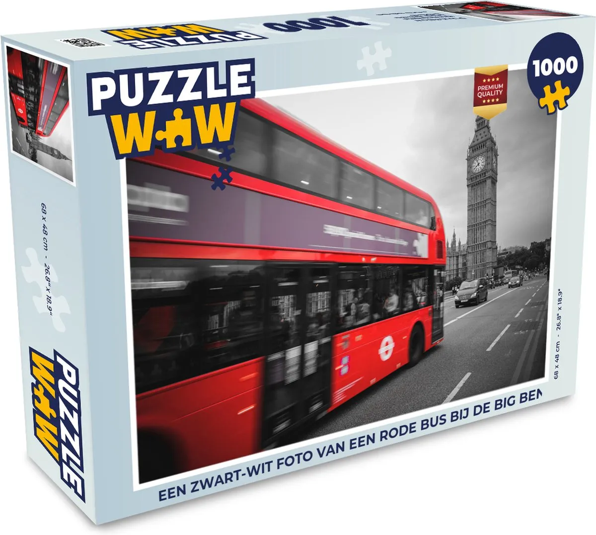 PuzzleWow Legpuzzel Rode Bus Big Ben 1000 Stuks - Multicolor