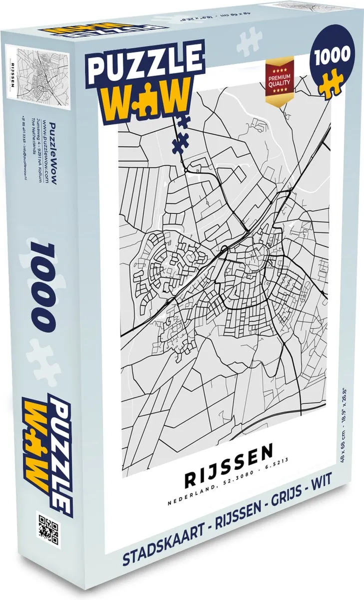 PuzzleWow Stadskaart Rijssen Legpuzzel 1000 Stuks