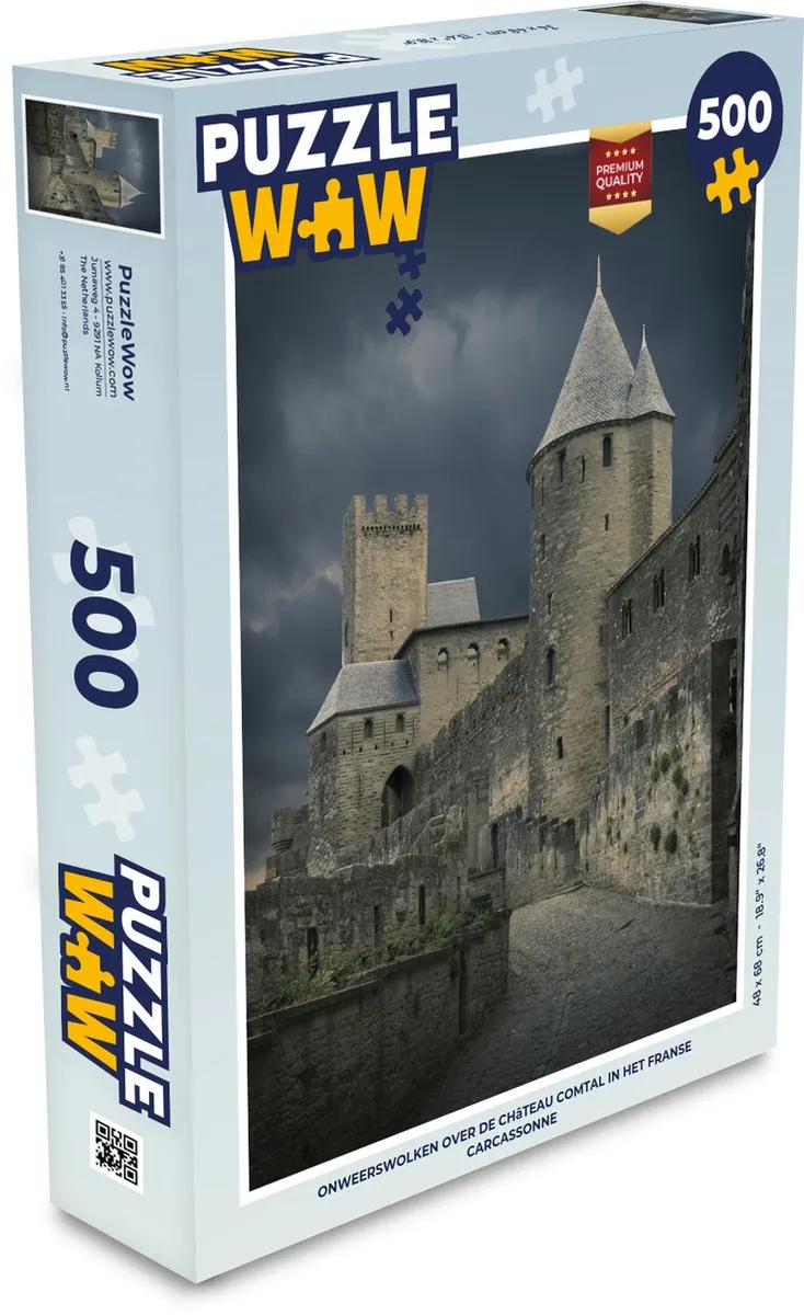 PuzzleWow Carcassonne Kasteel Storm Legpuzzel 500 Stuks - Multicolor