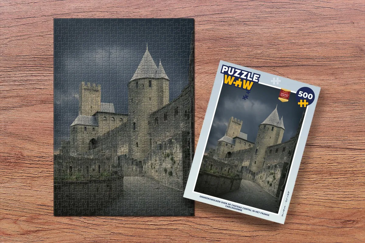 PuzzleWow Carcassonne Kasteel Storm Legpuzzel 500 Stuks - Multicolor