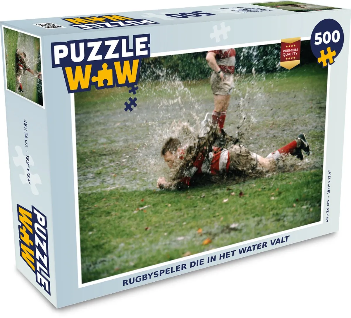 PuzzleWow Legpuzzel Rugbyspeler in het water 500 Stuks - Multicolor