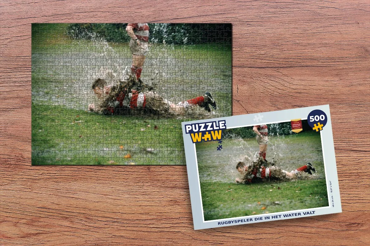 PuzzleWow Legpuzzel Rugbyspeler in het water 500 Stuks - Multicolor
