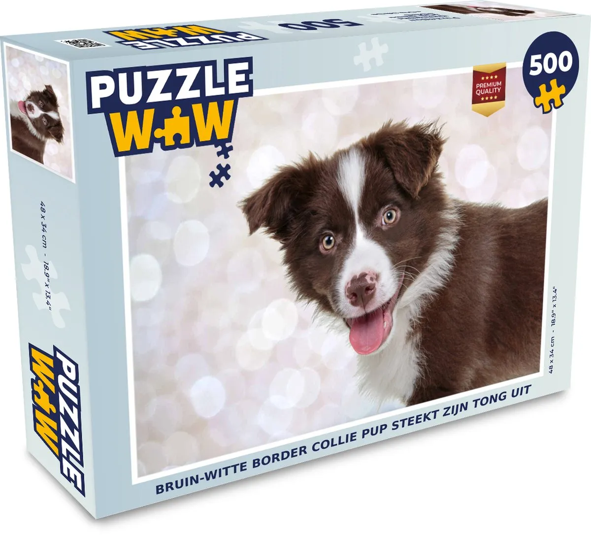 PuzzleWow Legpuzzel Bruin-witte Border Collie Pup
