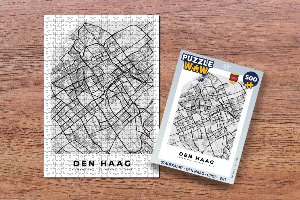 PuzzleWow Stadskaart Den Haag Legpuzzel 500 Stuks - Multicolor