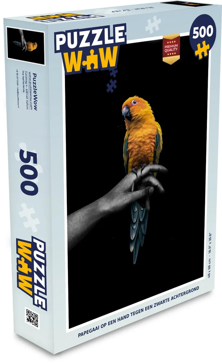 PuzzleWow Vogel Tak Papegaai Legpuzzel 500 Stuks - Multicolor