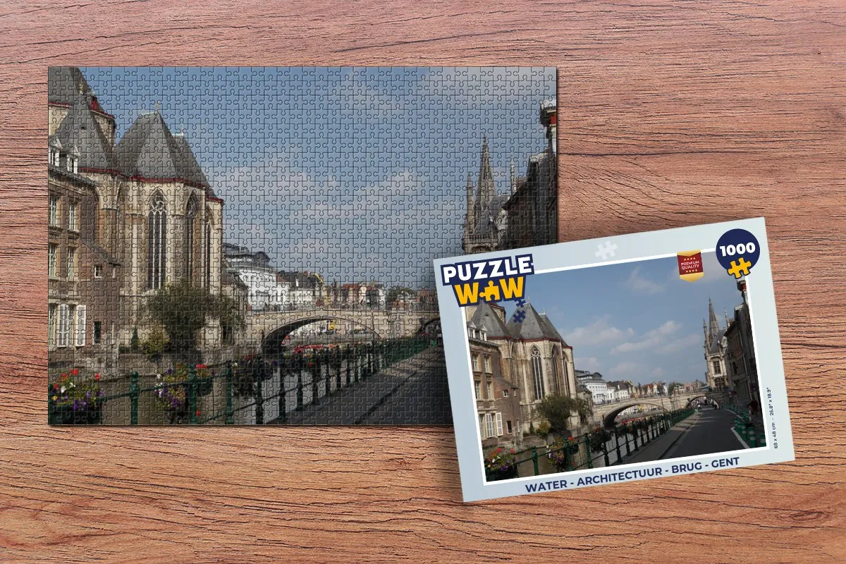PuzzleWow Architectuur Brug Gent Legpuzzel 1000 Stuks - Multicolor