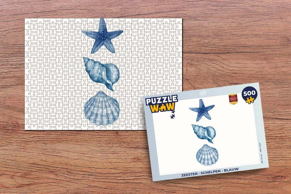 PuzzleWow Zeester - Schelpen Legpuzzel 500 Stuks - Blauw
