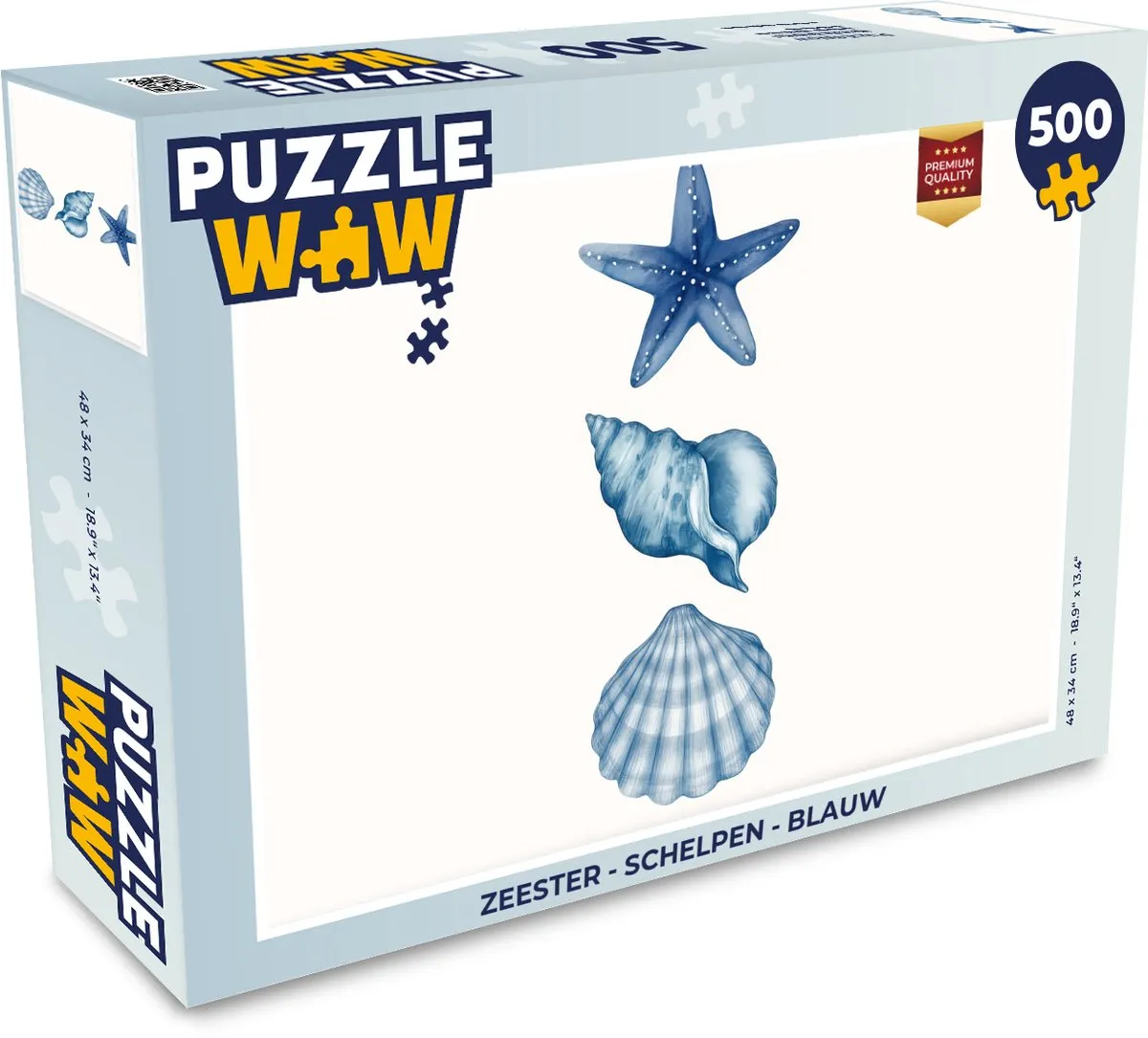 PuzzleWow Zeester - Schelpen Legpuzzel 500 Stuks - Blauw