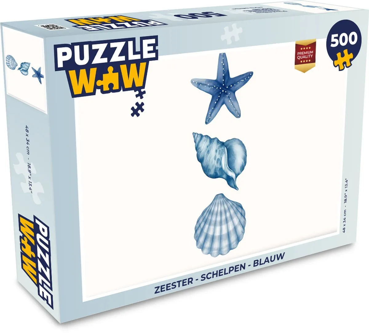 PuzzleWow Zeester - Schelpen Legpuzzel 500 Stuks - Blauw