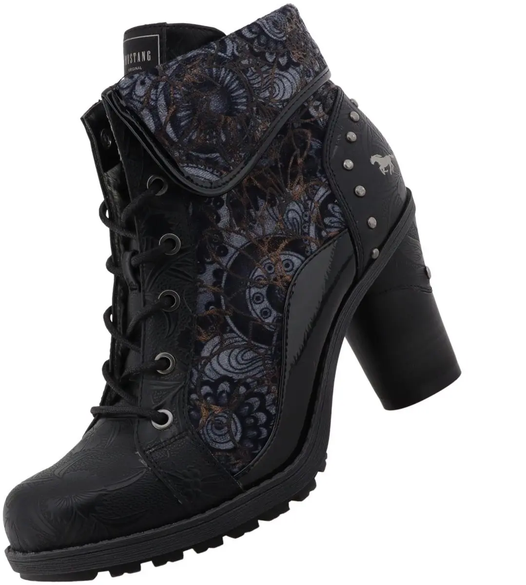 Mustang dames enkellaarsjes 15M0162011 zwart/blauw