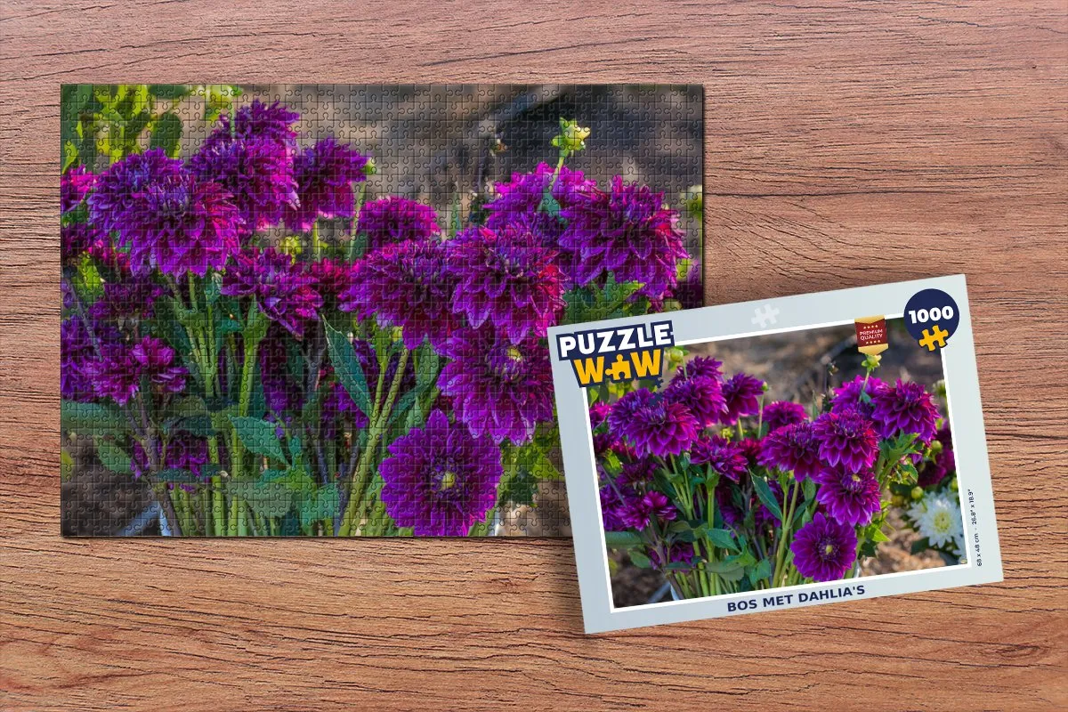 PuzzleWow Legpuzzel Bos met Dahlia's 1000 Stuks - Multicolor