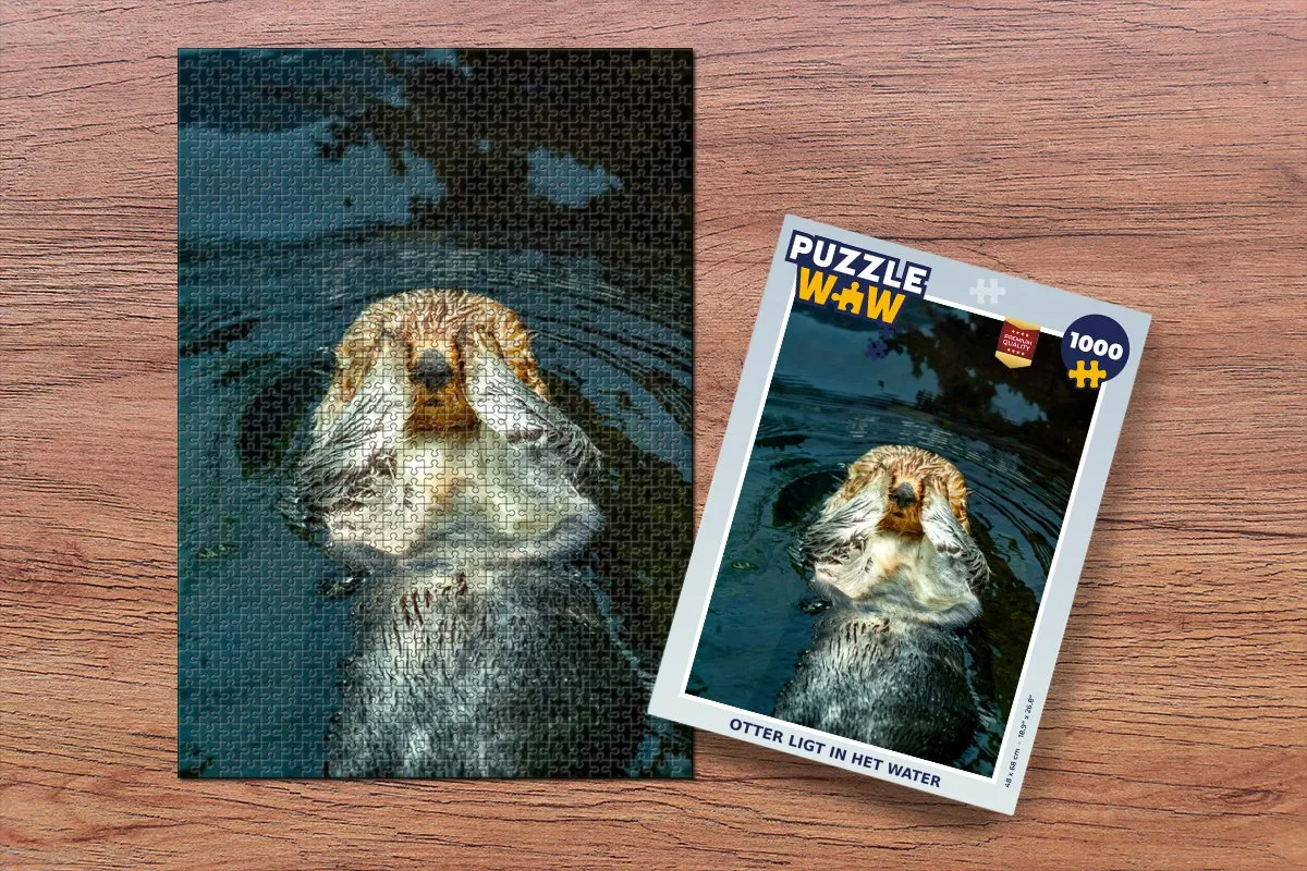 PuzzleWow Legpuzzel Otter in het water 1000 Stuks - Multicolor