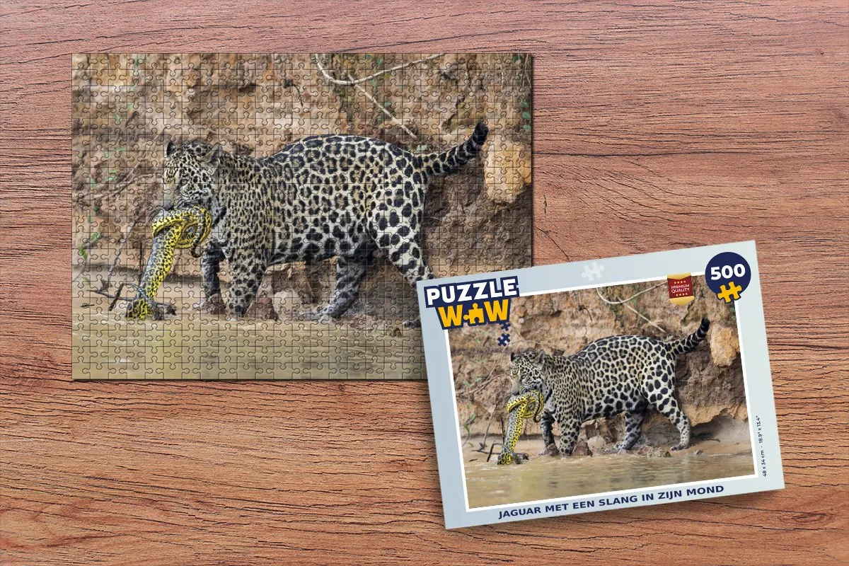 PuzzleWow Jaguar Slang Water Legpuzzel 500 Stuks - Multicolor