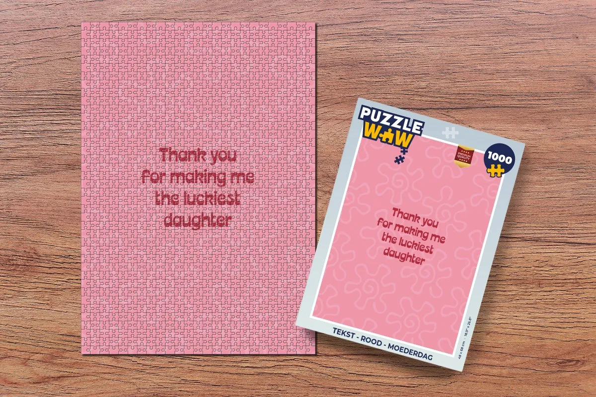 PuzzleWow Moederdag Legpuzzel 1000 Stuks - Tekst 'Moeder Liefde 2' - Rood