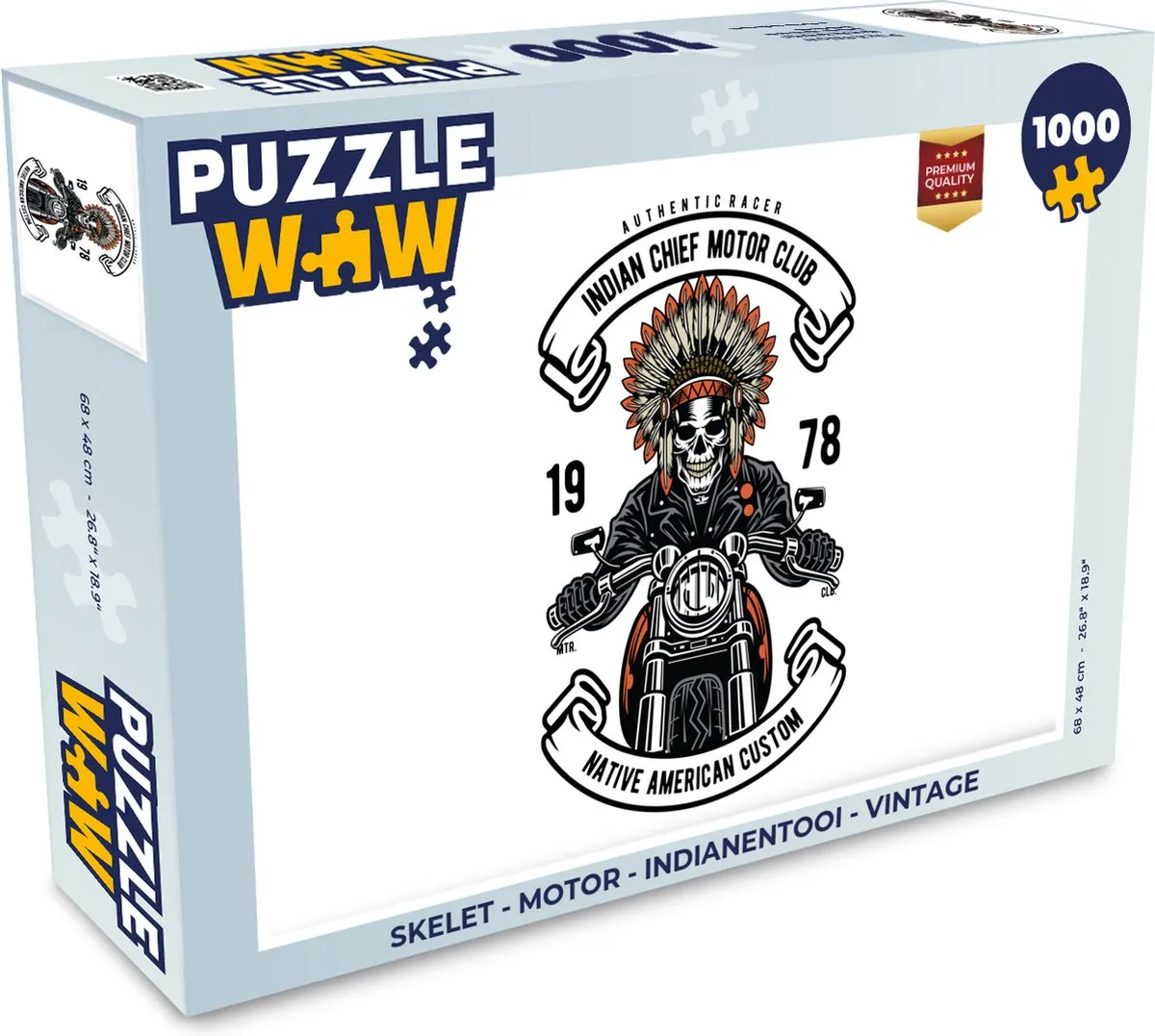 PuzzleWow Skelet Motor Indianentooi Legpuzzel 1000 Stuks - Multicolor