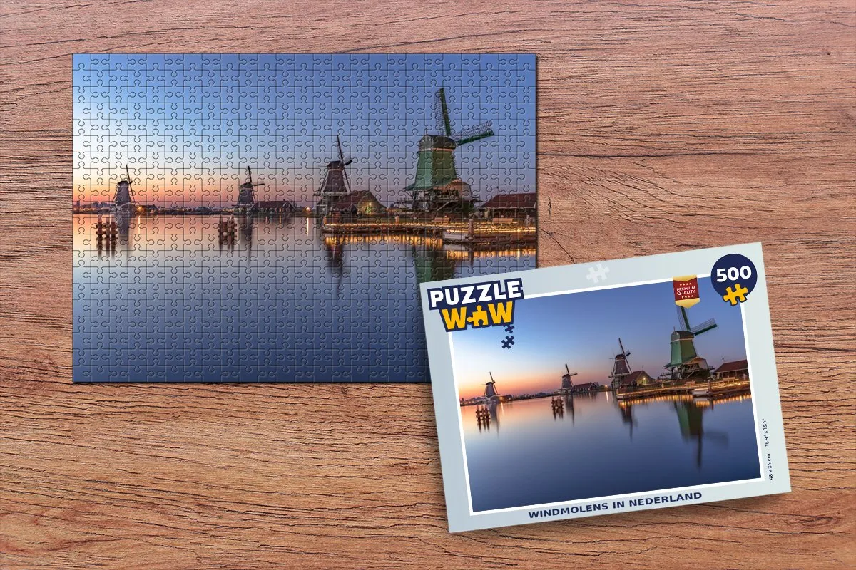 PuzzleWow Windmolens in Nederland Legpuzzel 500 Stuks - Multicolor