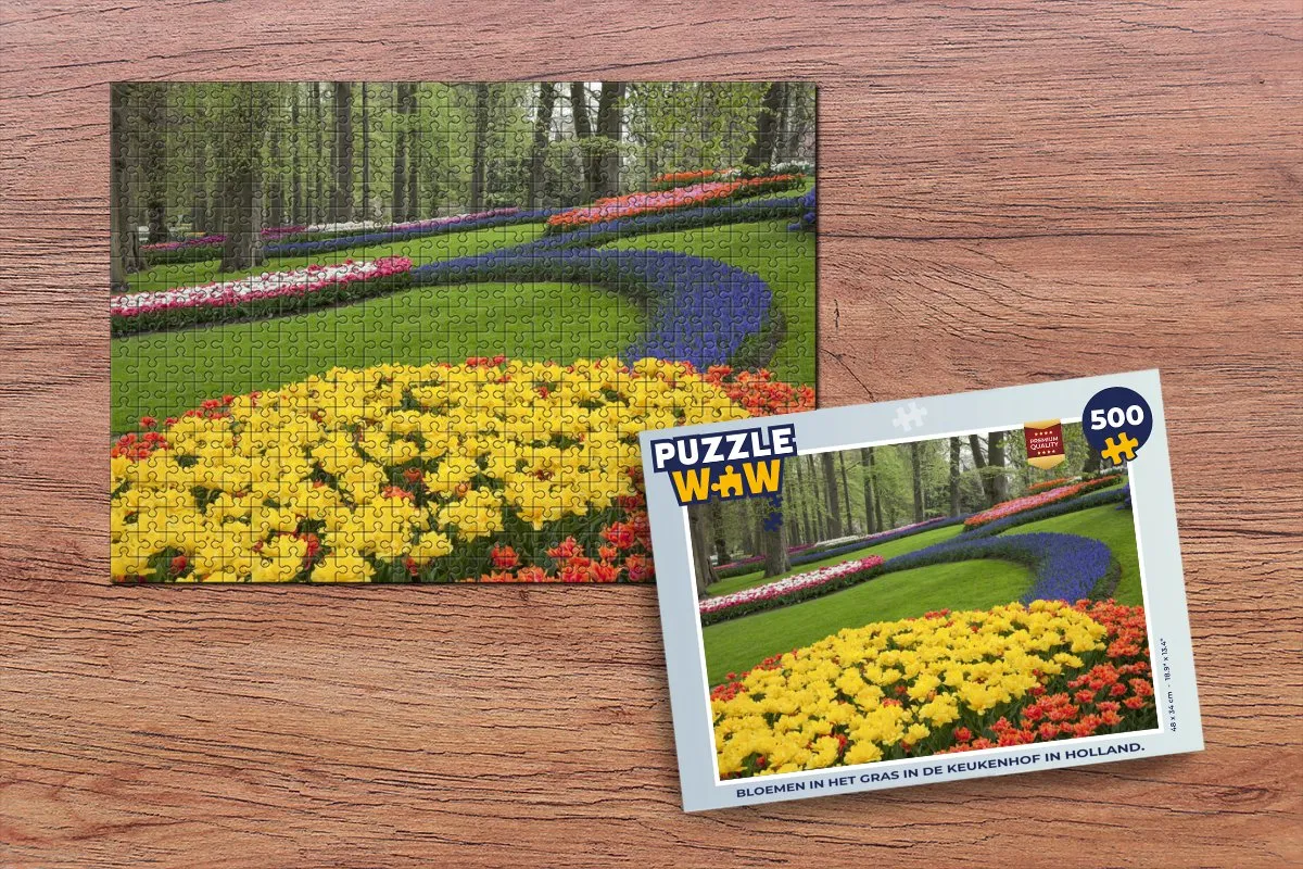 PuzzleWow Bloemen in het Gras Legpuzzel 500 Stuks - Multicolor