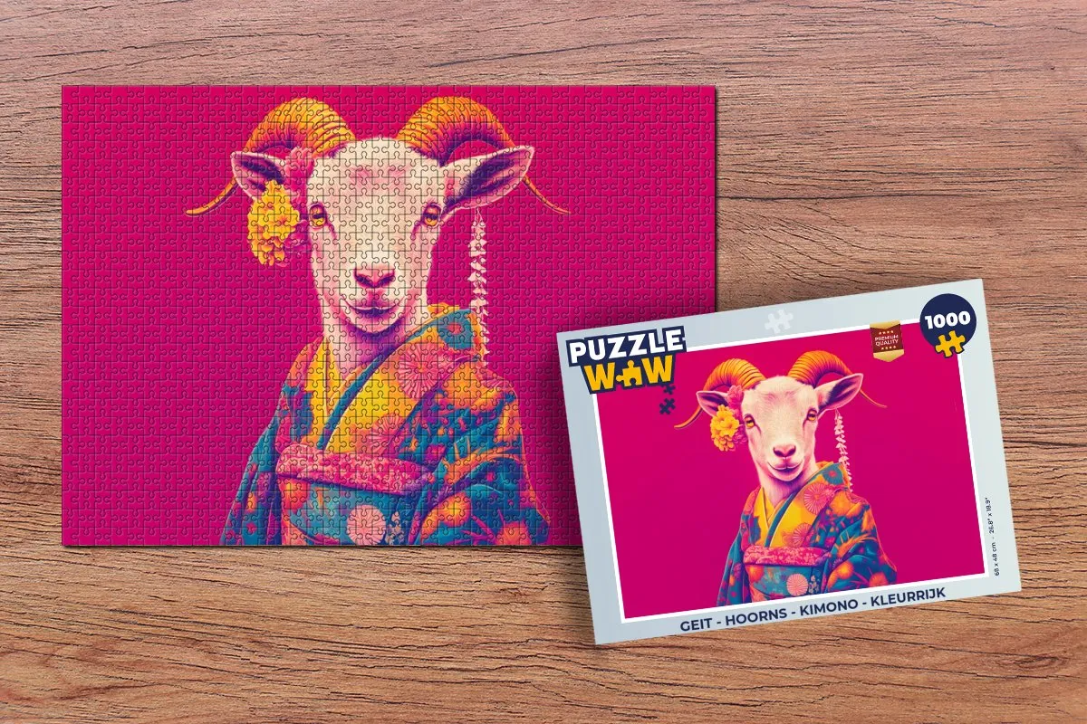 PuzzleWow Geit Kimono Legpuzzel 1000 Stuks - Kleurrijk