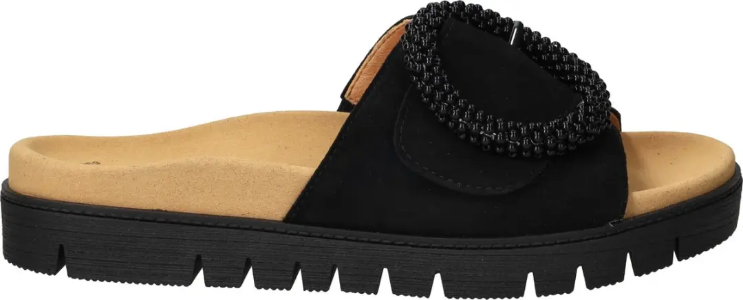 Gabor Dames Sandalen Slides - Zwart Suede - Maat 40 - afbeelding 2 van 6