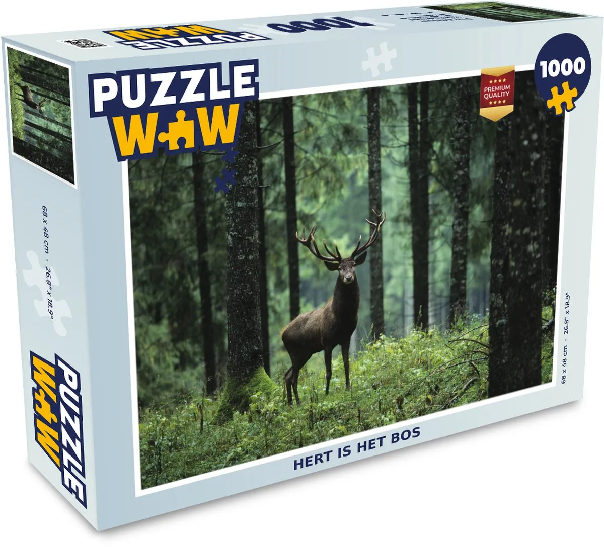 PuzzleWow Hert is het bos Legpuzzel 1000 Stuks - Multicolor
