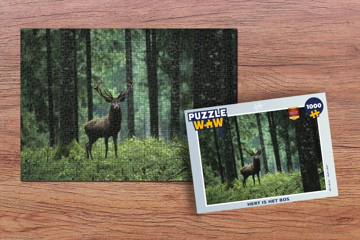 PuzzleWow Hert is het bos Legpuzzel 1000 Stuks - Multicolor