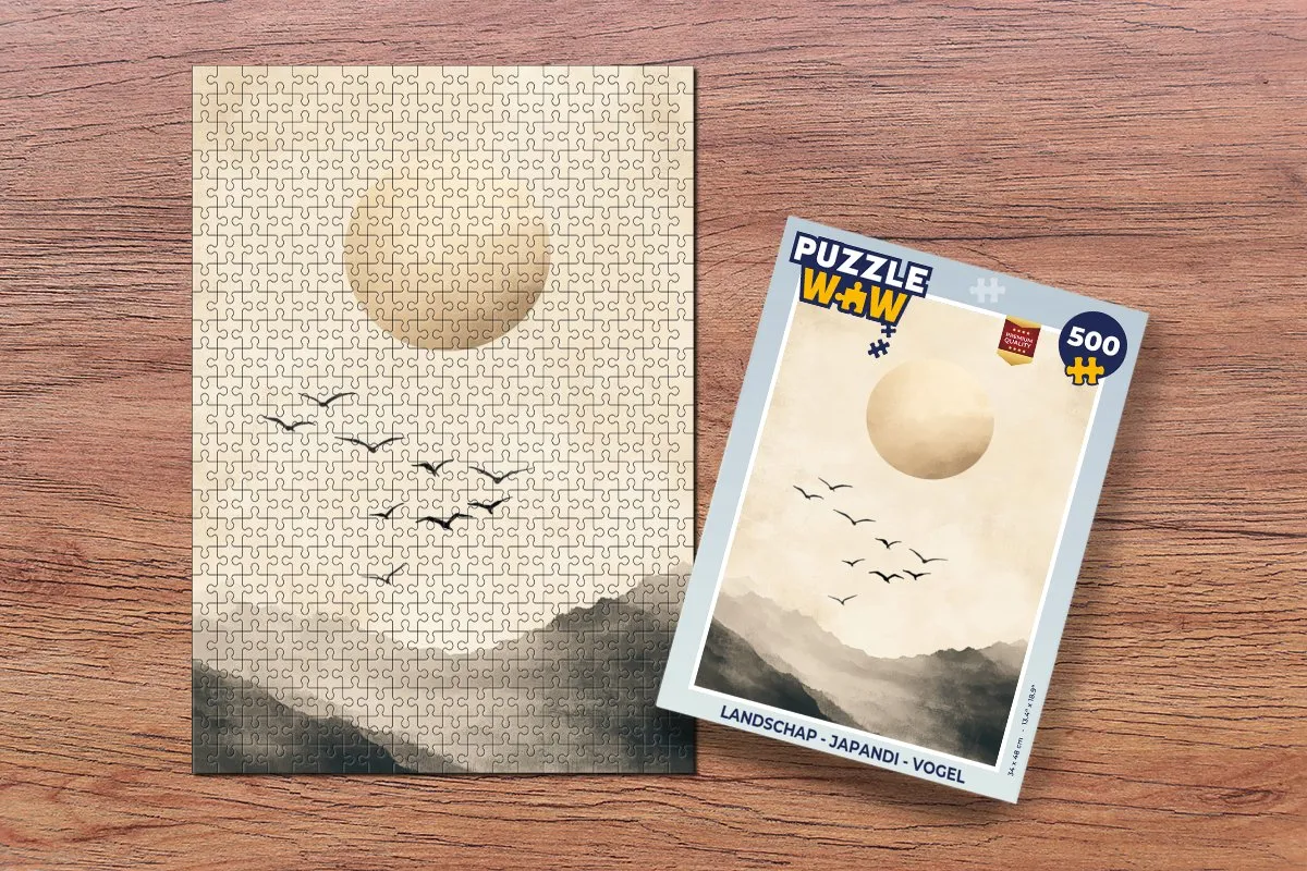PuzzleWow Landschap Japandi Vogel Legpuzzel 500 Stuks