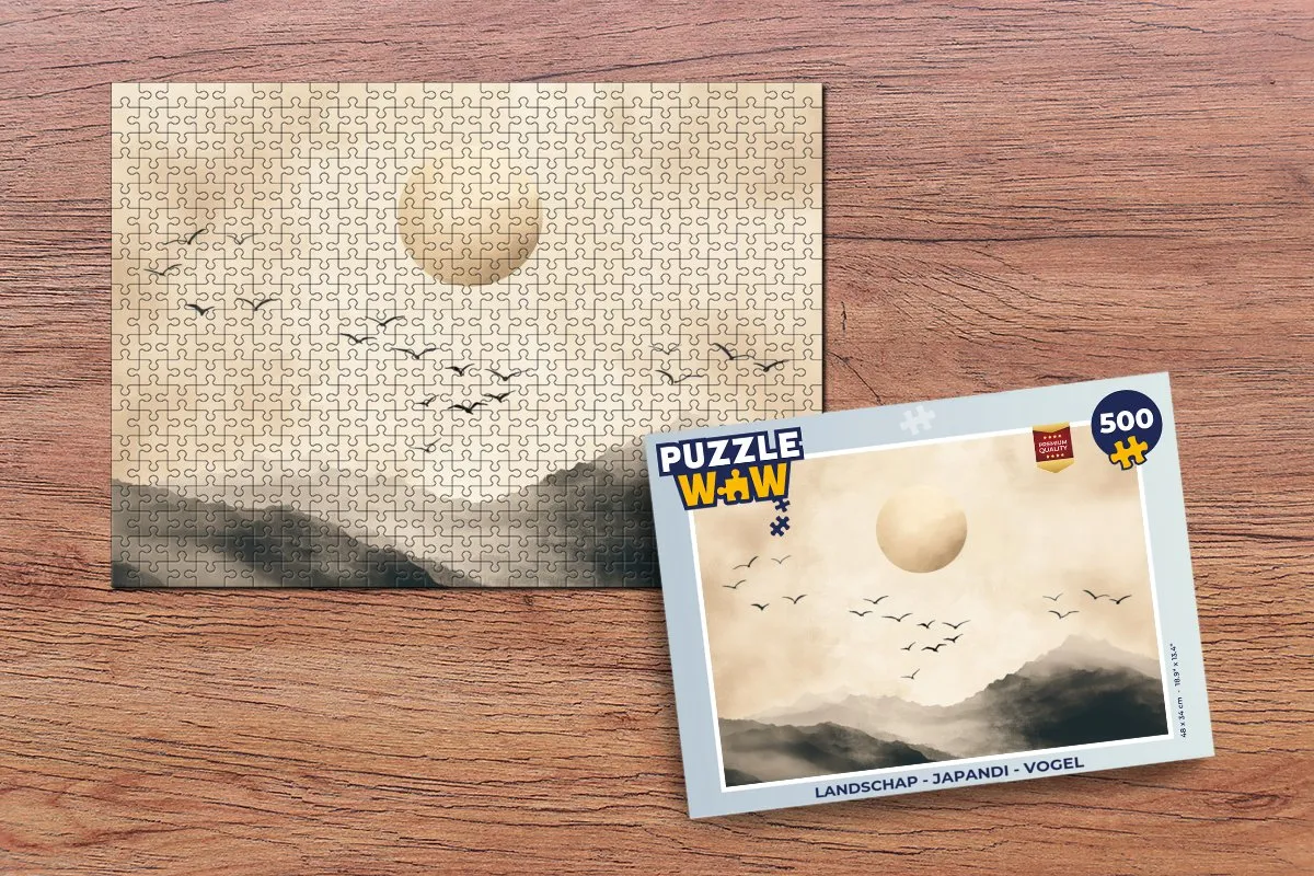 PuzzleWow Landschap Japandi Vogel Legpuzzel 500 Stuks