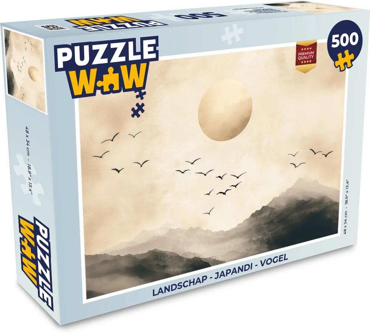 PuzzleWow Landschap Japandi Vogel Legpuzzel 500 Stuks