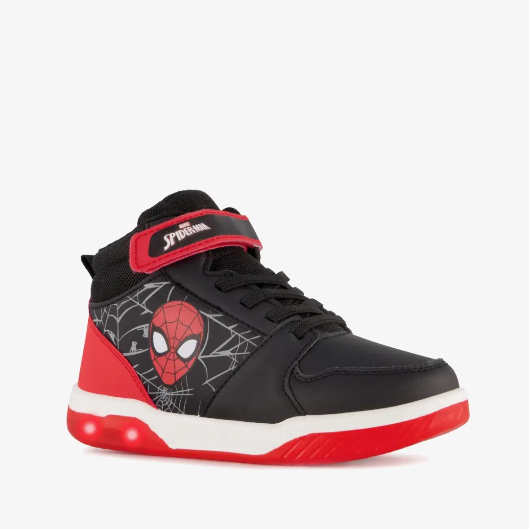 Spider-Man hoge jongens sneakers met lichtjes zwart rood
