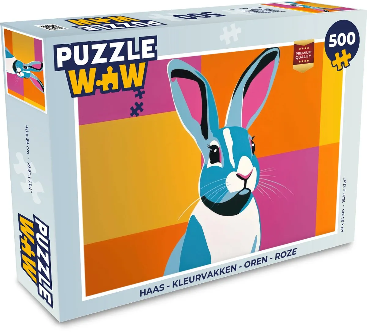PuzzleWow Haas Kleurvakken Legpuzzel 500 Stuks - Roze