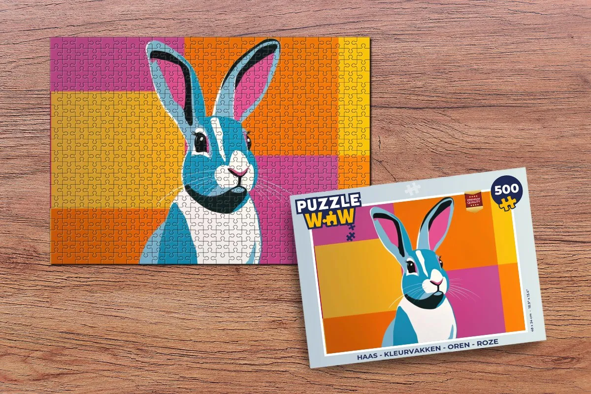 PuzzleWow Haas Kleurvakken Legpuzzel 500 Stuks - Roze
