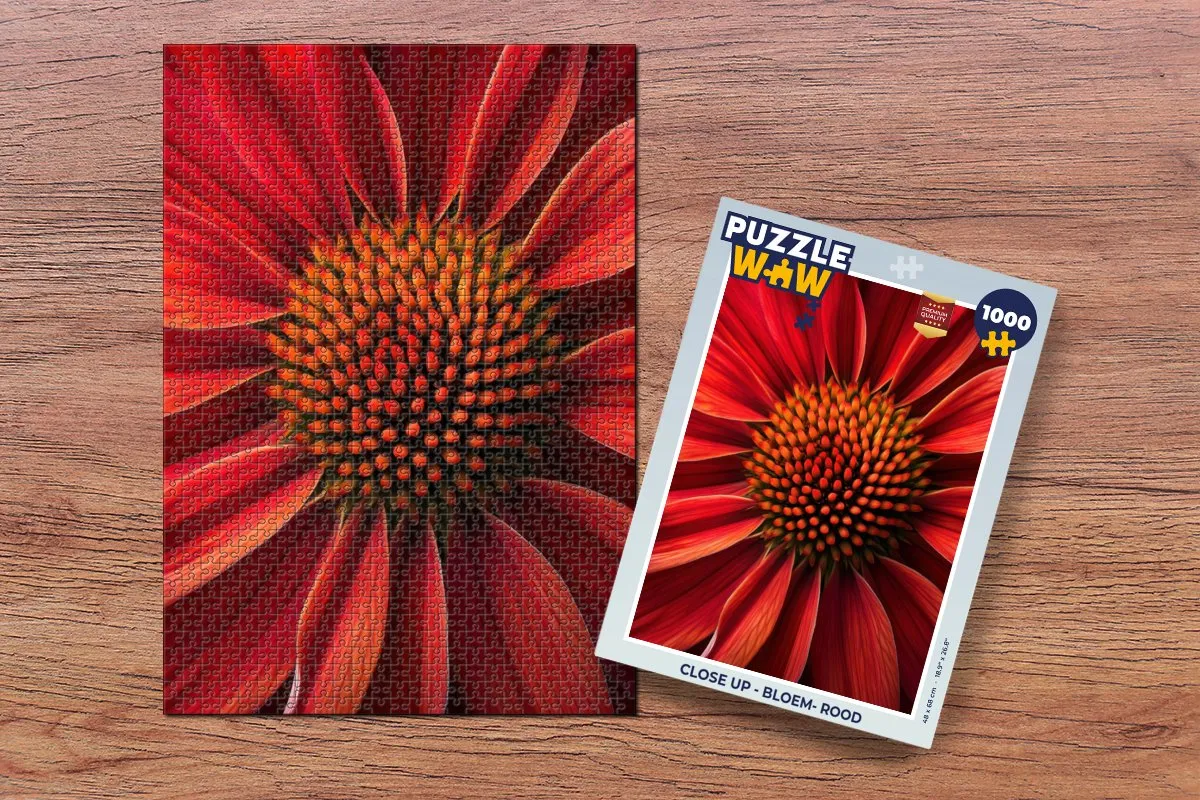PuzzleWow Close Up Bloem Rood Legpuzzel 1000 Stuks