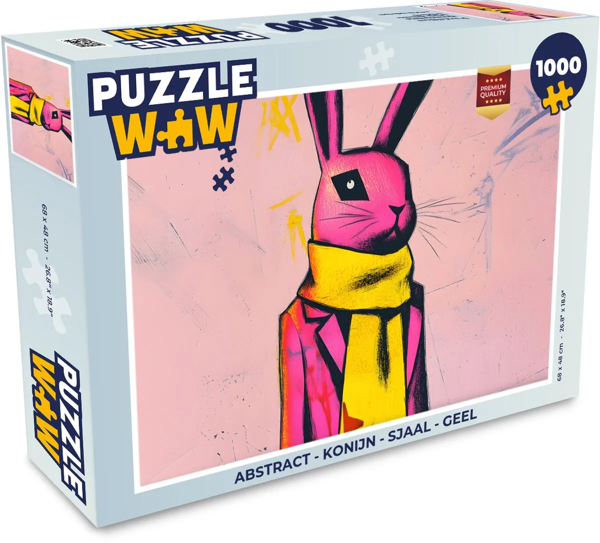 PuzzleWow Abstract Konijn Sjaal Legpuzzel 1000 Stuks - Geel