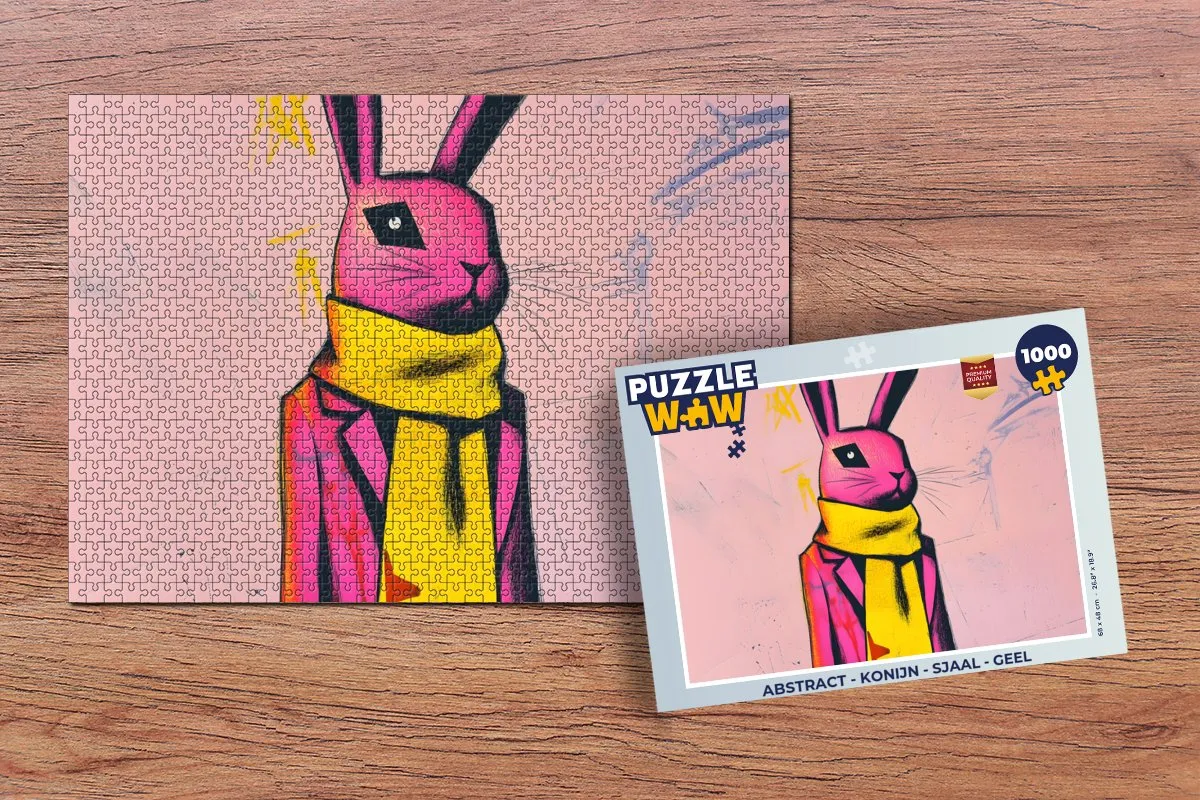 PuzzleWow Abstract Konijn Sjaal Legpuzzel 1000 Stuks - Geel