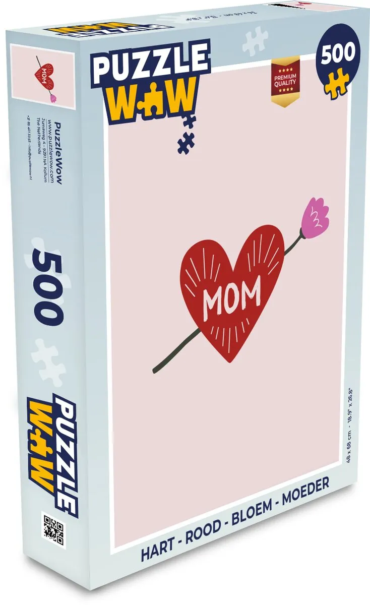 PuzzleWow Hart Bloem Legpuzzel 500 Stuks - Rood