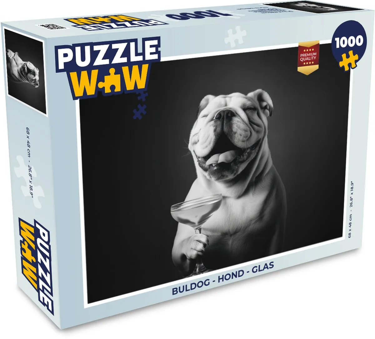 PuzzleWow Buldog Legpuzzel 1000 Stuks - Glas