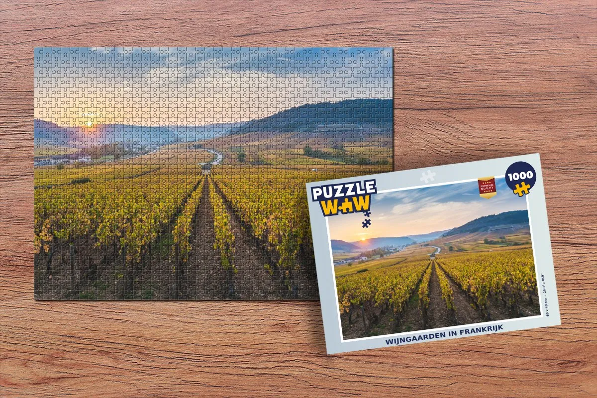 PuzzleWow Frankrijk Wijngaard Zon Legpuzzel 1000 Stuks - Multicolor